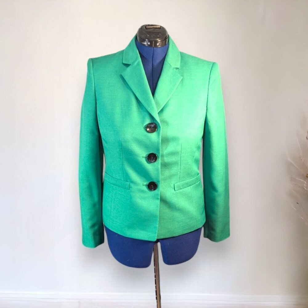 Le Suit Seperates Primary Green Blazer Big Black Buttons Size 8